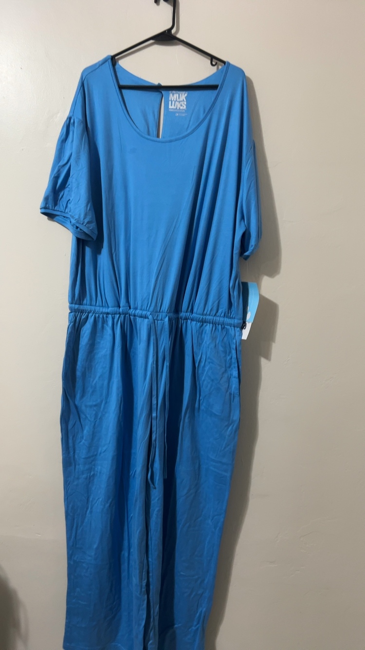 Muk Luks Women's Blue Short Sleeve Jumpsuit Size 2X